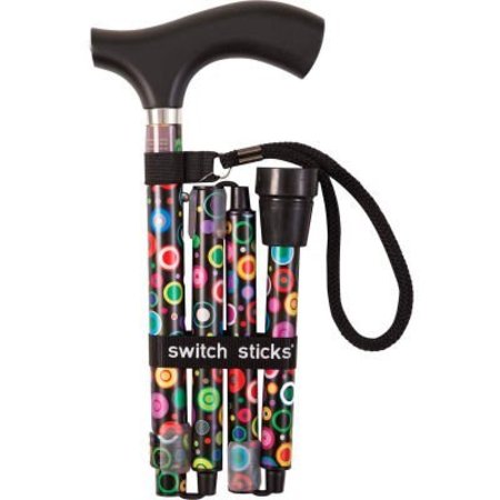 HEALTHSMART Switch Sticks Adjustable Folding Walking Cane and Walking Stick, 32 to 37 inches, Bubbles 502-2000-5100